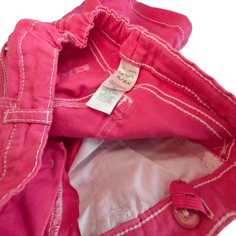 Carter's Girls Bright Pink Pants with Contrast Stitching Cotton Size 6/6X